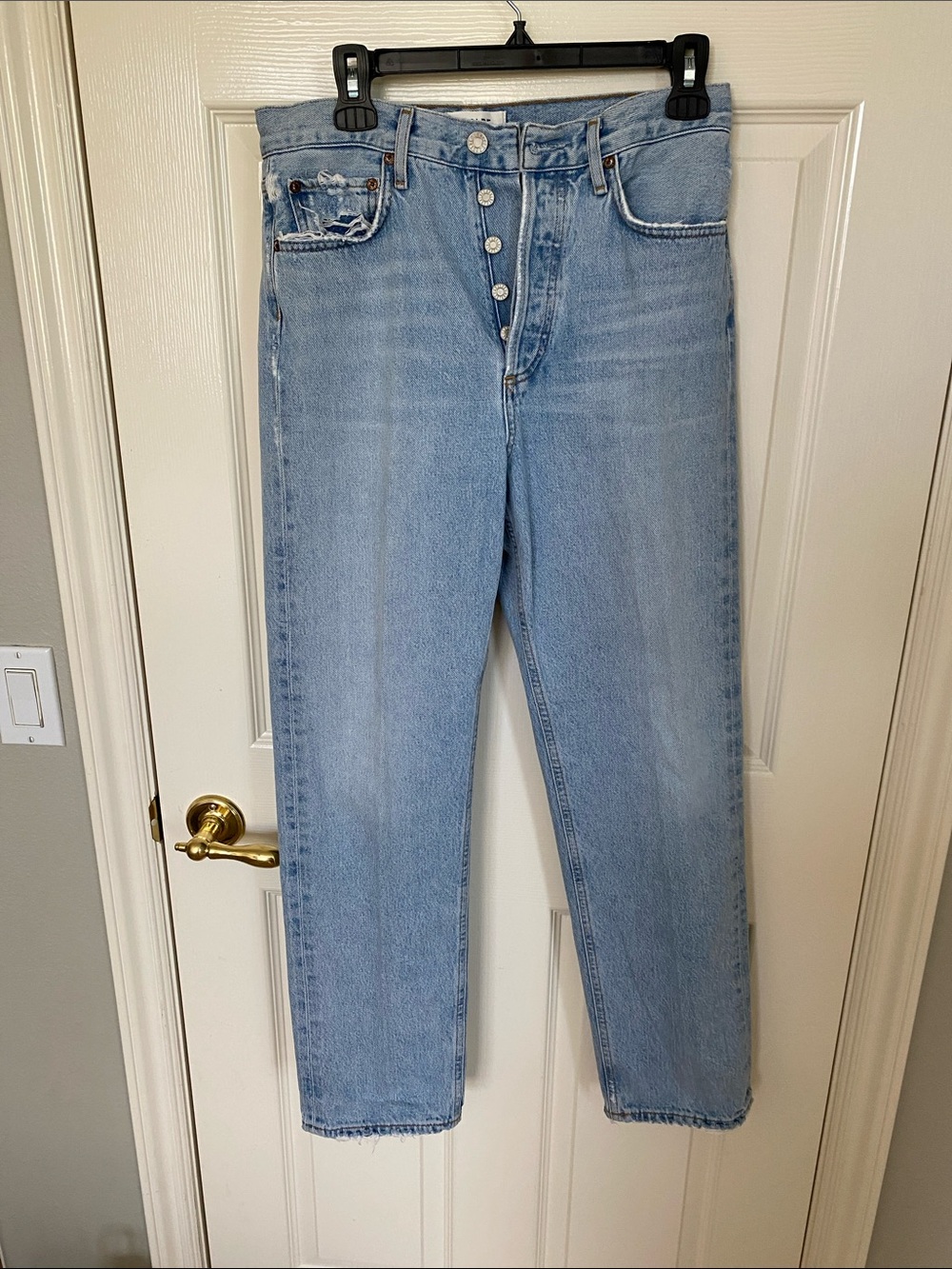 Agolde Light Wash High-Rise Button-Fly Jeans